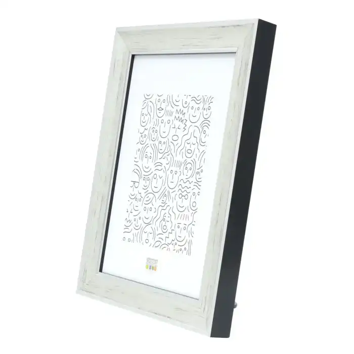 DEKNUDT Cadre photo bois en couleur argenté avec des nuances de gris foncé 40X50