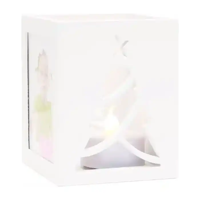 DEKNUDT S67HE1 E2A Photophore en blanc pour 2 photos avec motif sapin de Noël