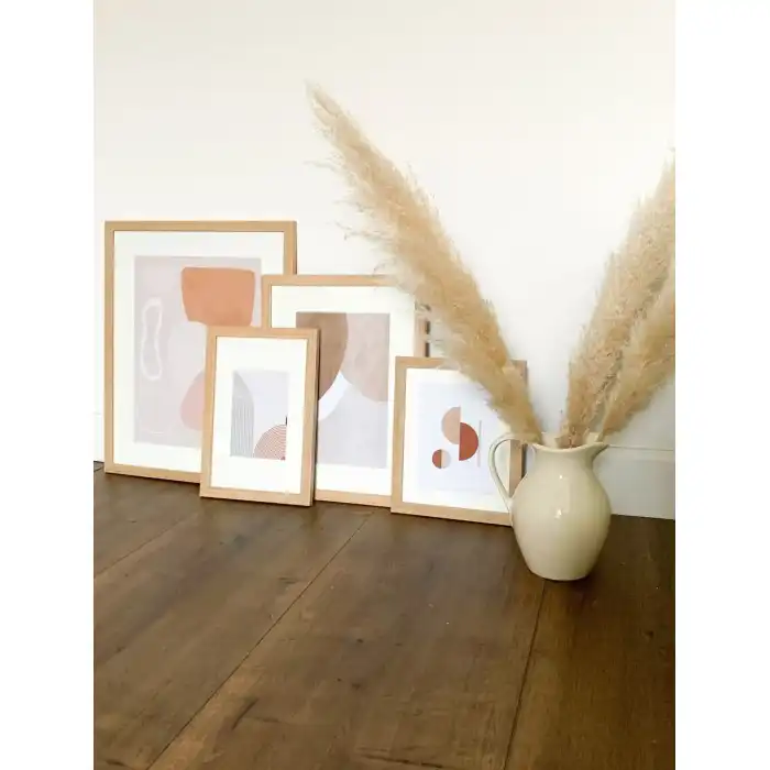 DEKNUDT S66KH1 P1 Cadre photo en couleur chêne avec passe-partout blanc cassé 30X45 (20X30)