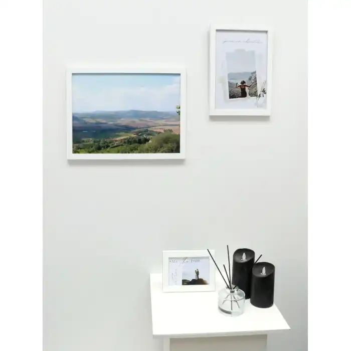 DEKNUDT S41VK1 Cadre Photo Blanc avec bordure argenté 13x13cm